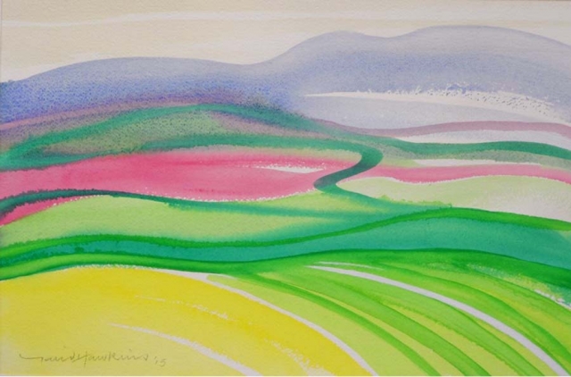 David Hawkins Watercolour - Cheviot Hills